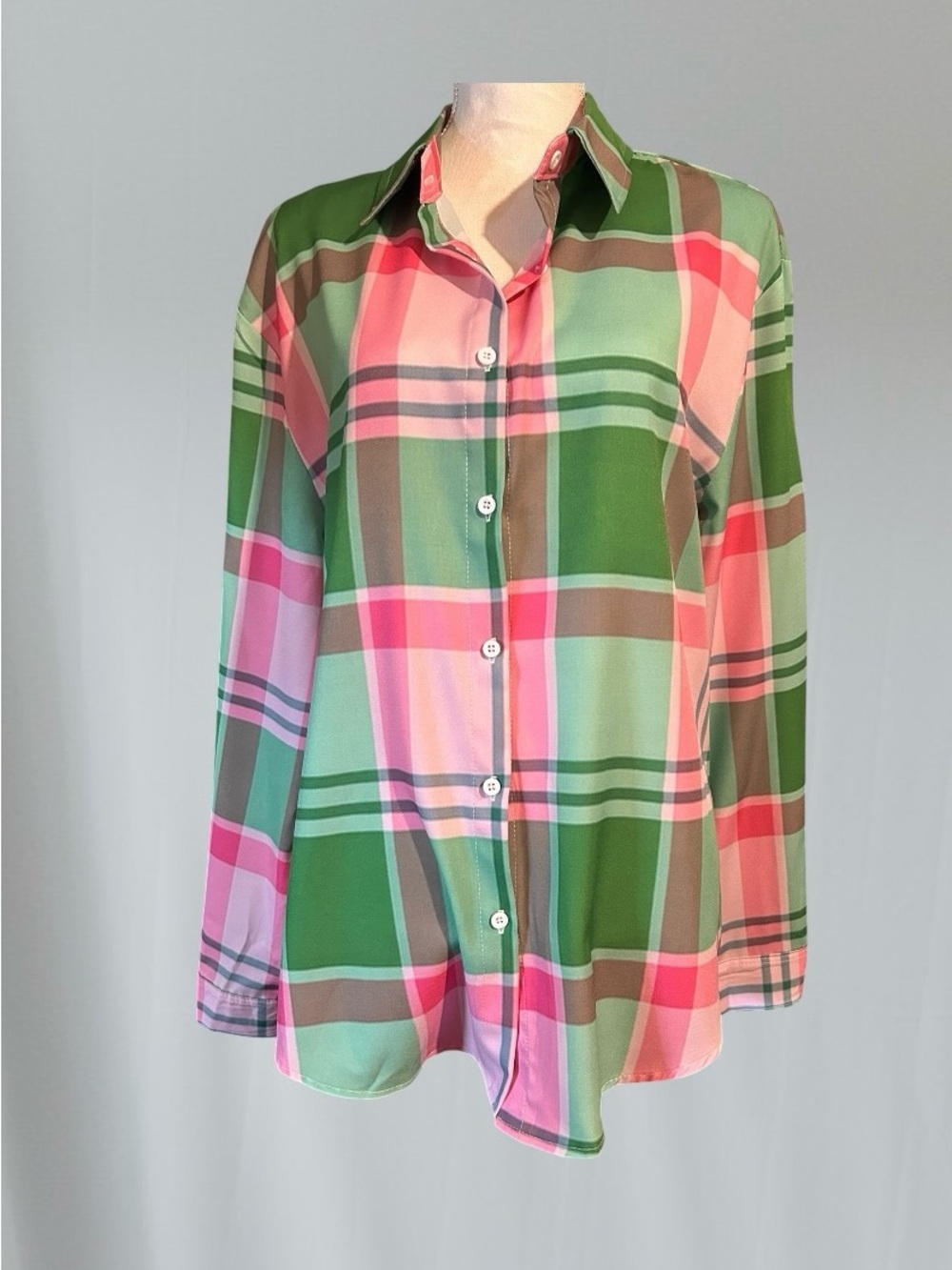 Shein Plaid Button-Up Blouse